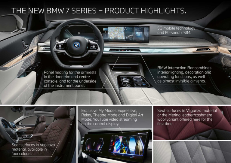 فناوری‌های کلاس جدید | پرچم‌دار سری ۷ جدید BMW با یک صفحه سینمایی برای سرنشینان